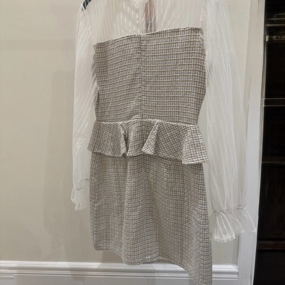 Missguided White Long Sleeve Dress with Sheer Details - Picture 7 of 7